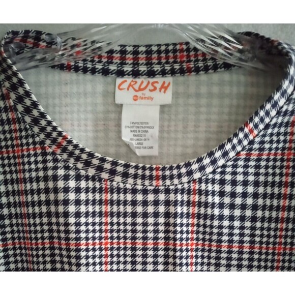 CRUSH Crop Top ABC Family Womens Large Houndstooth Plaid Long Sleeve NWT - Picture 3 of 11